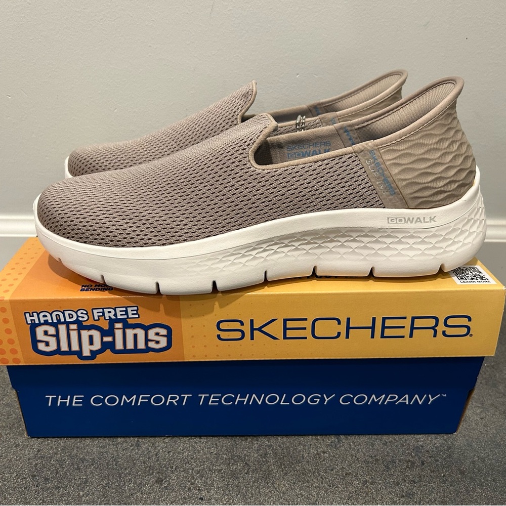 NEW Skechers Slip-Ins Go Walk Flex Relish Shoes Womens 11 Taupe Tan Comfort